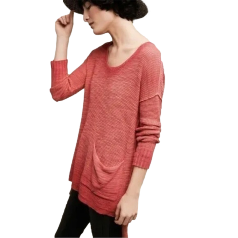 Anthropologie Moth Ombre Thermal Sweater Pocket Tunic Top Size Small - Picture 5 of 16